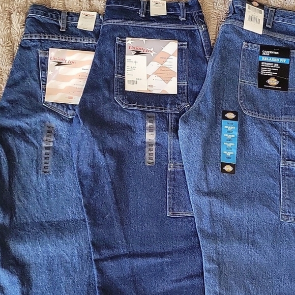 Dickies & Union Line Men's Blue Relaxed Fit Jeans - Picture 7 of 8